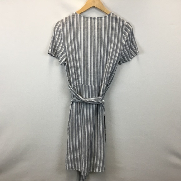 Marine Layer Frances Wrap Dress Linen Blend Striped - Picture 7 of 11